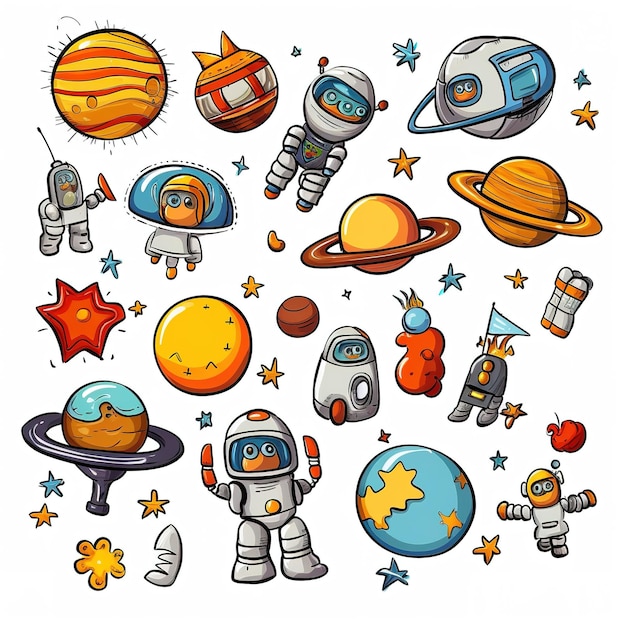 colorful space sticker for kids