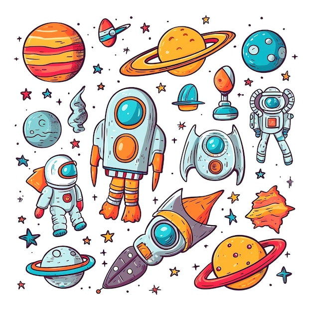 colorful space sticker for kids