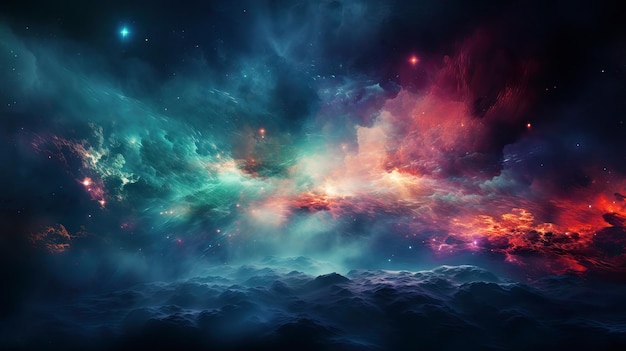 Colorful Space With Clouds and Stars Universe Galaxy and Nebula in Outer Space