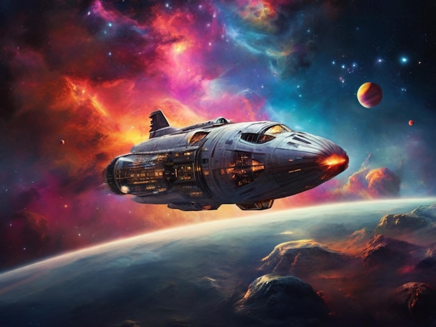 colorful spaceship background