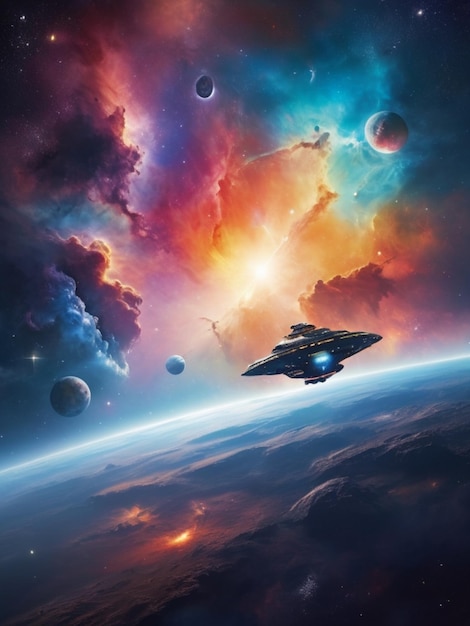 colorful spaceship background
