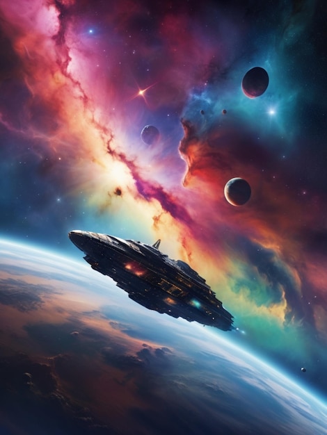 colorful spaceship background