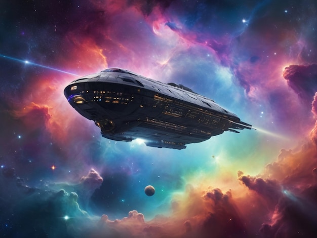 colorful spaceship background