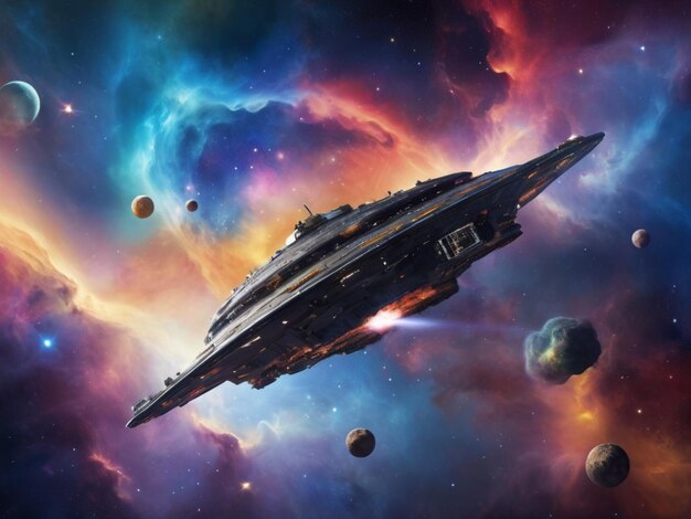 Фото Красочный фон космического корабля