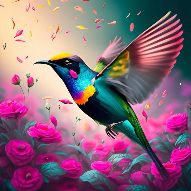 Красочная птица-воробей в природе