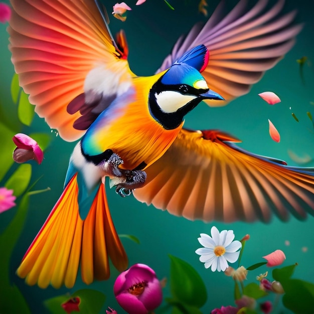 Colorful sparrow bird in nature