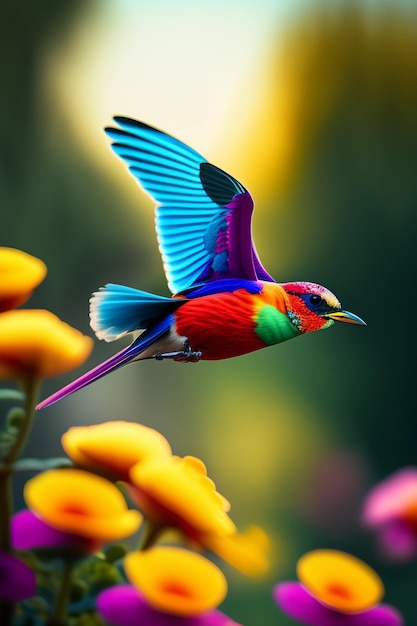 Colorful sparrow bird in nature