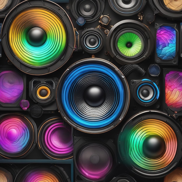 Colorful speaker on black background