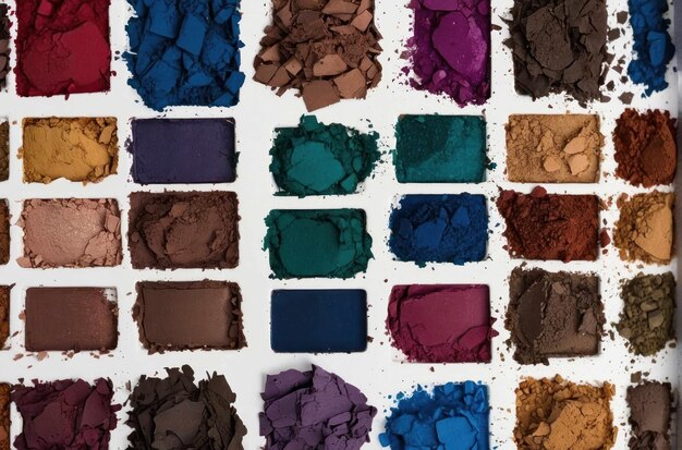 Photo colorful spectrum of crushed eyeshadow