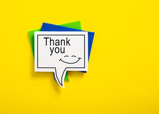 Colorful speech bubble written with thank you