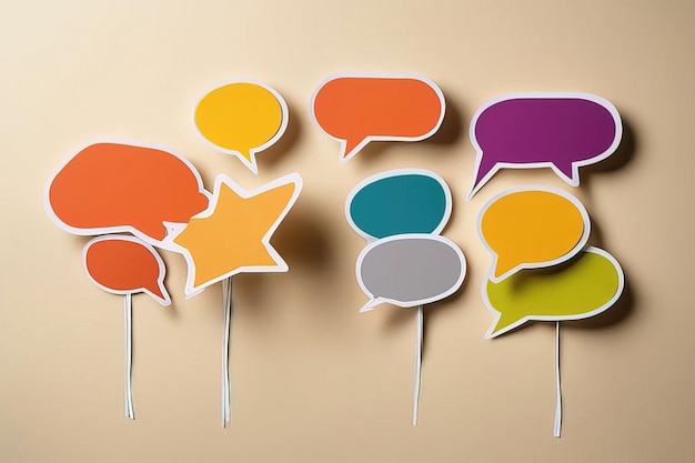 colorful speech bubbles on grey background