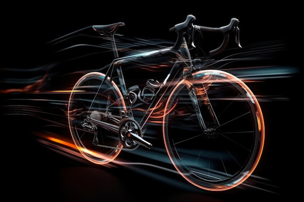 Colorful speed road bike bicycle in dark generative ai