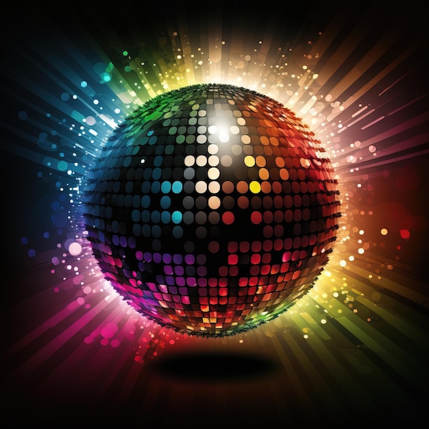 Colorful sphere of a disco ball