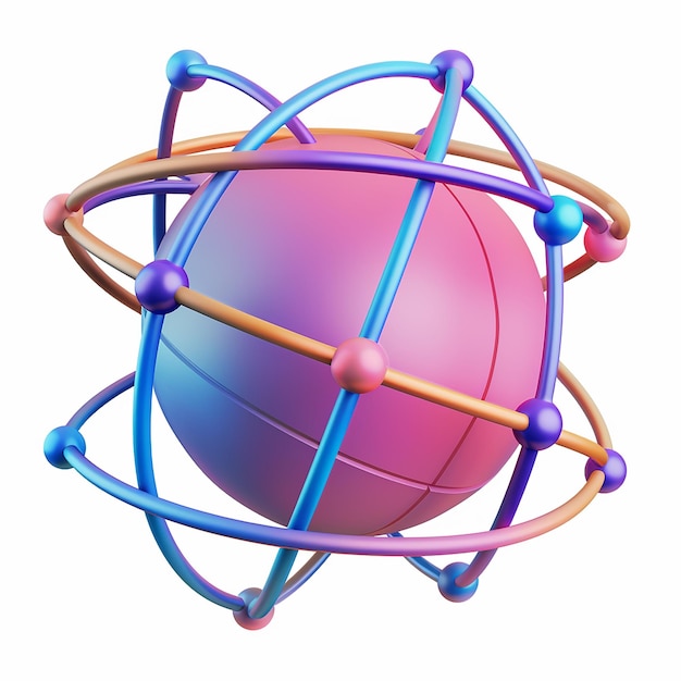 a colorful sphere with a blue and pink ball and the word quot the word quot on it