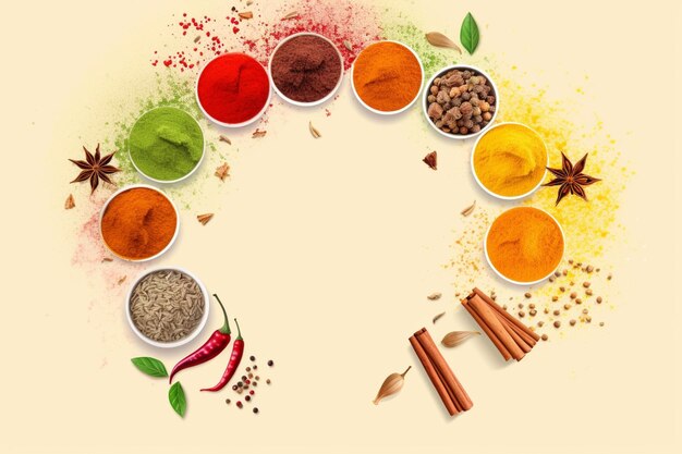 Photo colorful spices with copy space for text