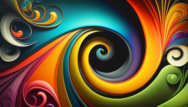 Photo a colorful spiral design with a swirl of colors.