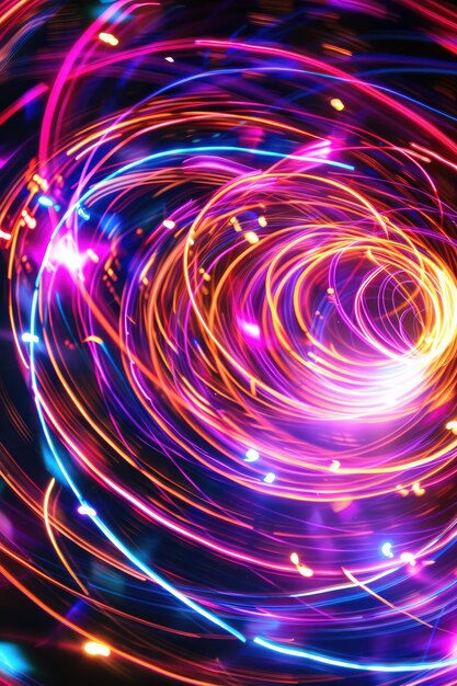 a colorful spiral of light is shown in this image