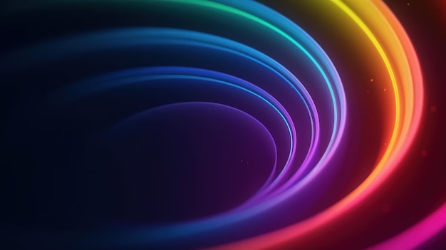 A colorful spiral of light with a black background