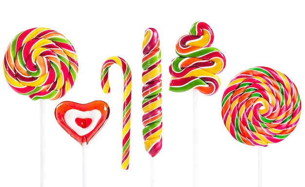 Colorful spiral lollipop isolated on white background