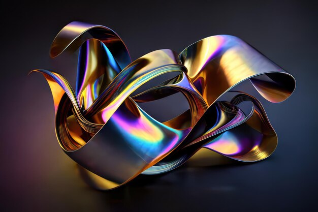 A colorful spiral of metal with a black background.