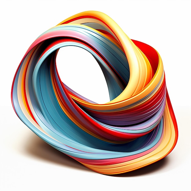 A colorful spiral of paper is on a white background.