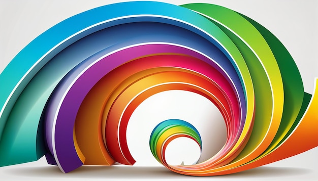 A colorful spiral of paper with the word rainbow on it.