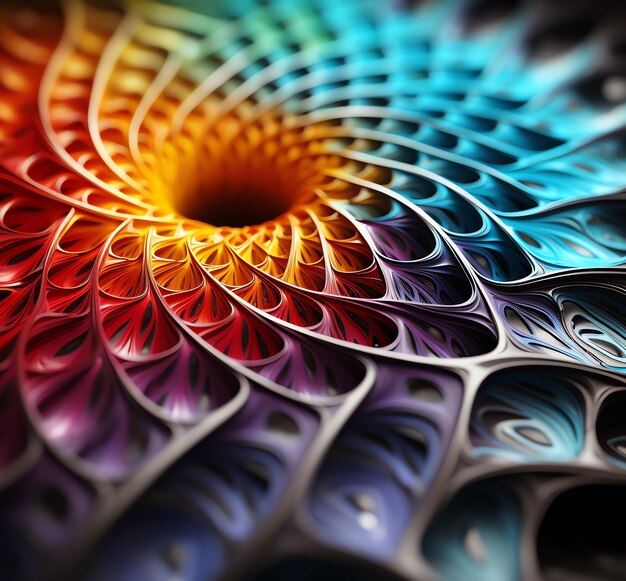 a colorful spiral pattern on a surface