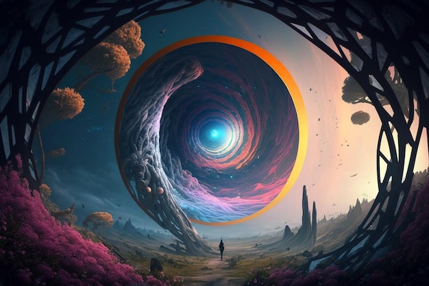 Colorful spiral on the sky fantasy art illustration Generative AI design