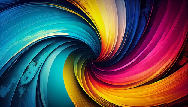 A colorful spiral with a black background and a blue background.