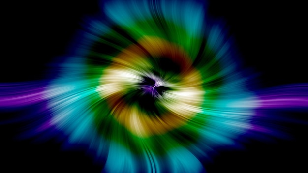 A colorful spiral with a blue and green center.