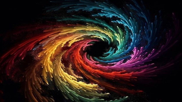 A colorful spiral with the colors of the rainbow.