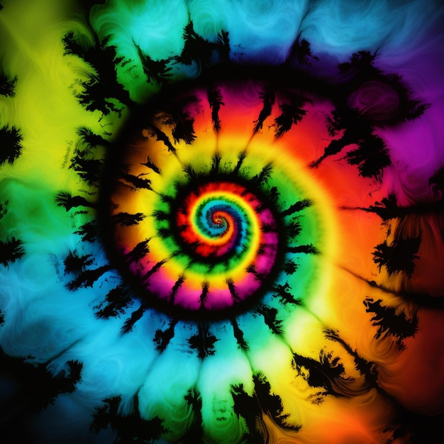 A colorful spiral with a spiral of trees in the center.