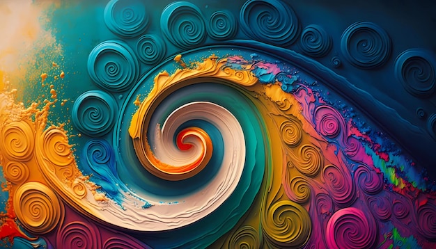 A colorful spiral with the word art on it