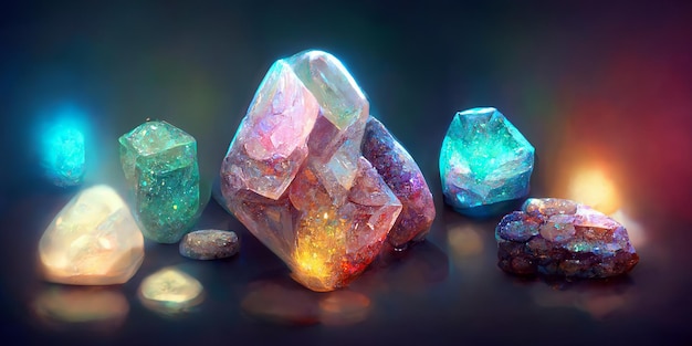 Colorful spiritual crystals reiki healing minerals rough nuggets trendy gems