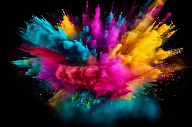 Foto un colorato splash di colore è mostrato con uno sfondo nero