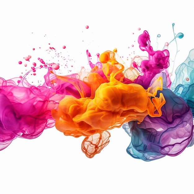 A colorful splash of colored liquid is shown with different colors.