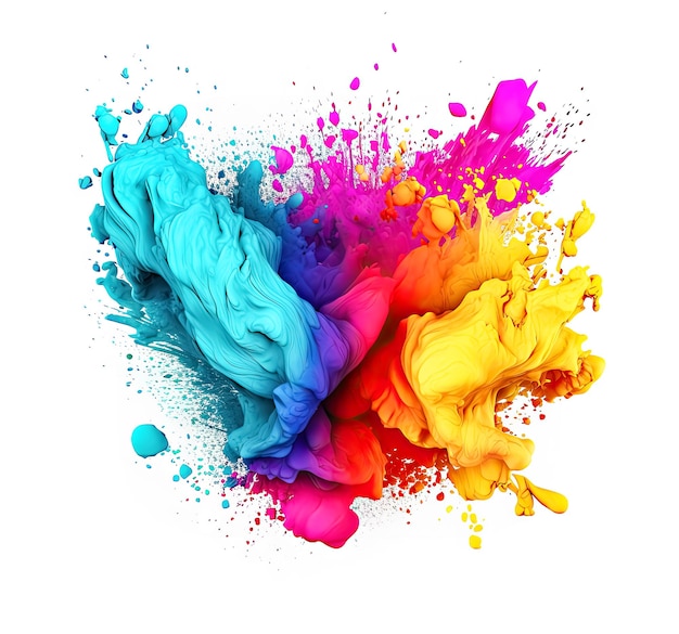 Colorful Splash of Holi Colors on White Background