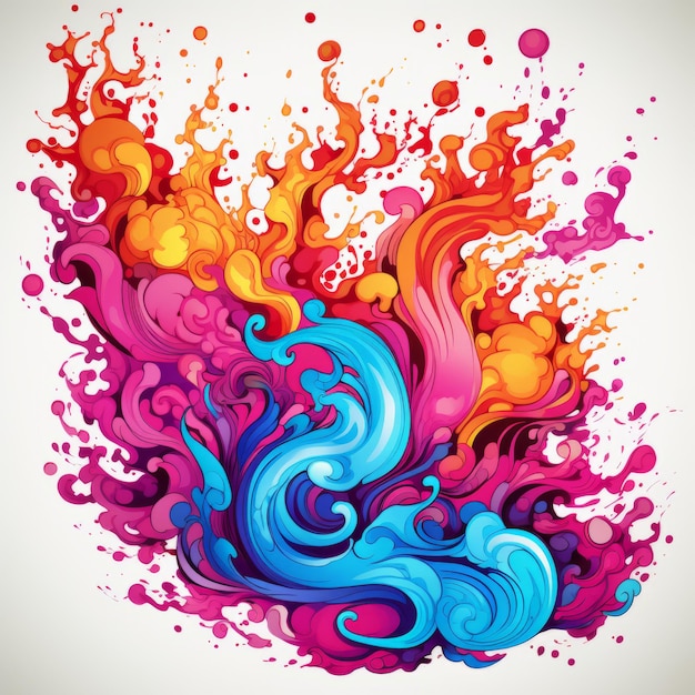 colorful splash of ink and paint on a white background