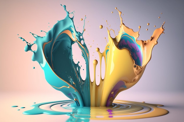 A colorful splash of liquid with the word " on it. "