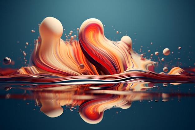 A colorful splash of paint is reflected in the water.