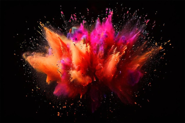 Photo a colorful splash of paint is shown with a black background