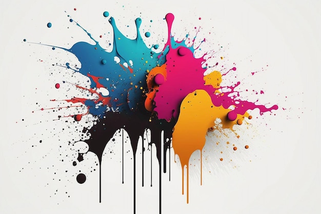 A colorful splash of paint is shown with the word ink on it.