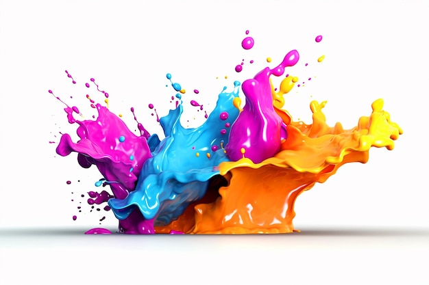 A colorful splash of paint is in a white background.