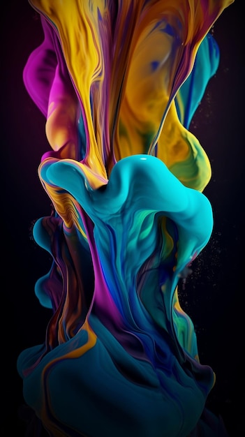A colorful splash of paint with a black background