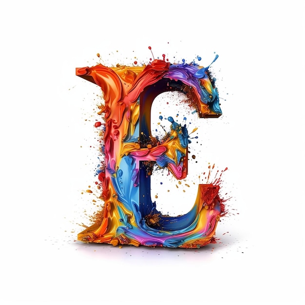 A colorful splash of paint with the letter e on it