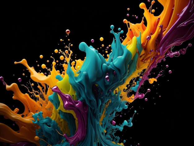 예술이라는 단어가 있는 화려한 페인트 스플래쉬