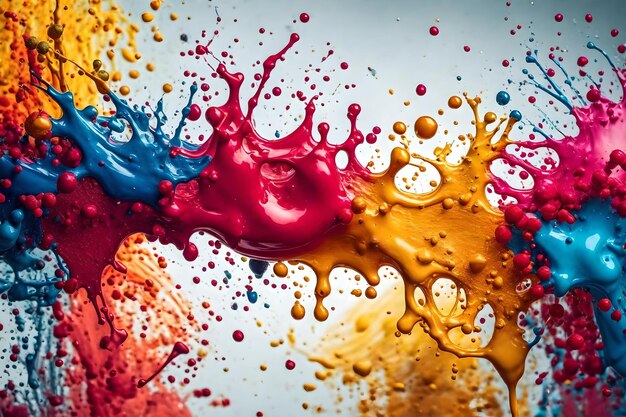 A colorful splash of water is being created by the artist