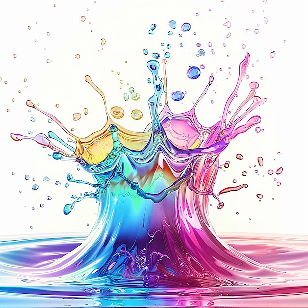 Photo a colorful splash of water with the colors of the rainbow on it