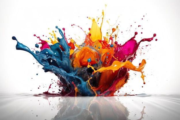 Colorful splash on white background generative ai