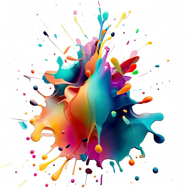 Colorful splashes of paint geometric abstract art